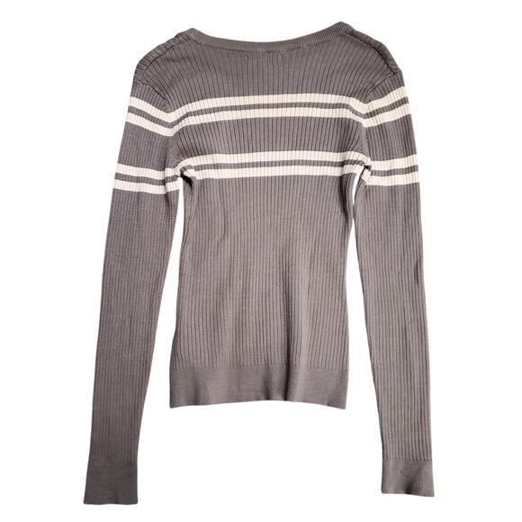 Y2k Guess Sweater Brown Slim Fit Ribbed Long-Sleeved - Large - Picture 4 of 6